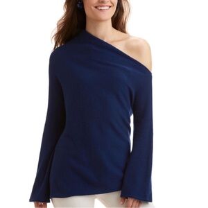 New Vineyard Vines One-Shoulder cashmere Trumpet Sleeve Sweater